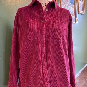LL Bean Corduroy Button-Up Shirt in Rich Burgundy womens size Medium